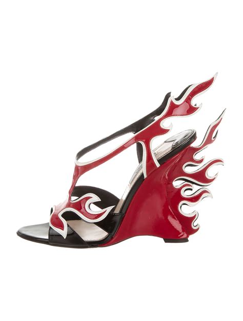 prada silver flame heels|prada wedge sandals sale.